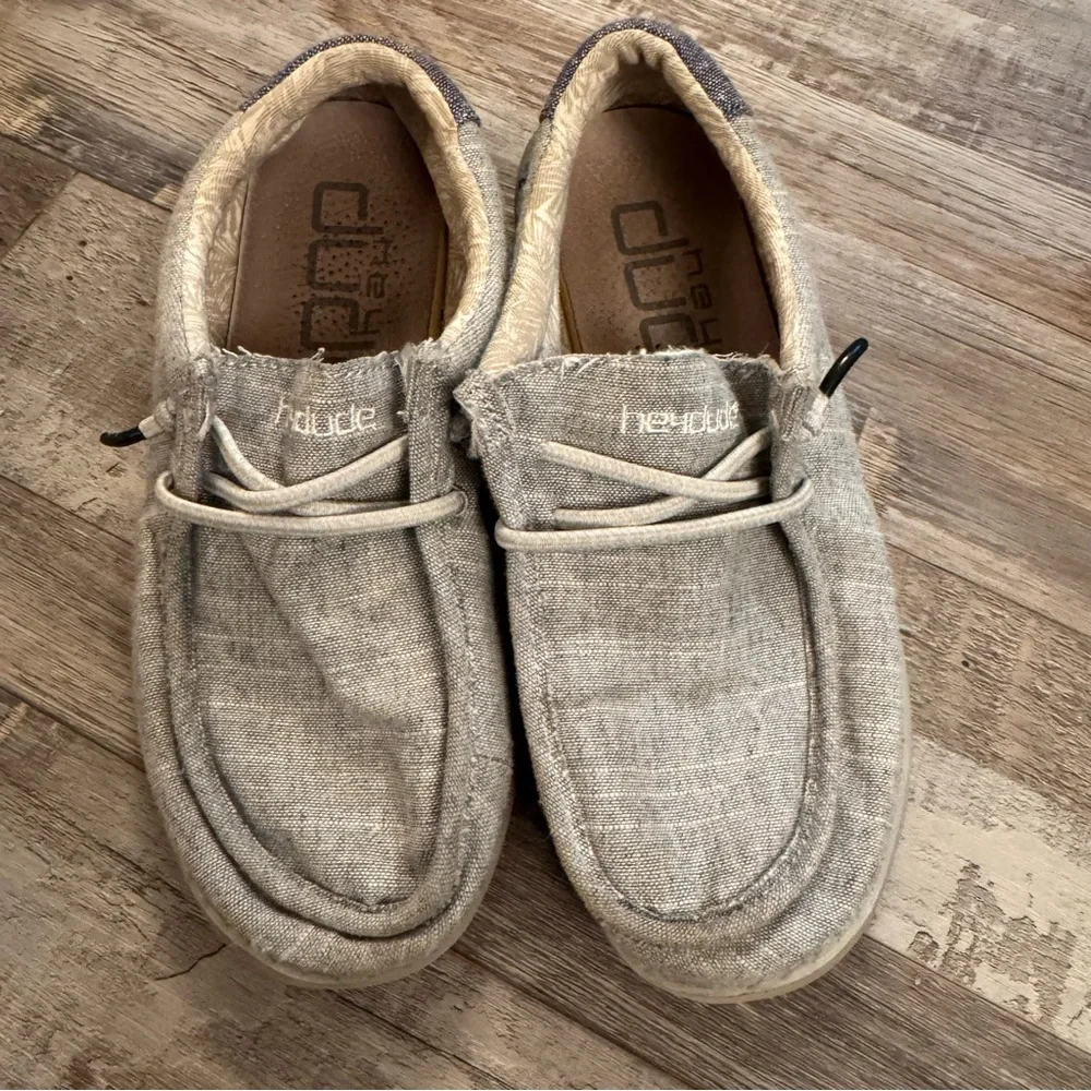 Hey Dude Wally Youth Steel Gray Slip On Shoes Size 3